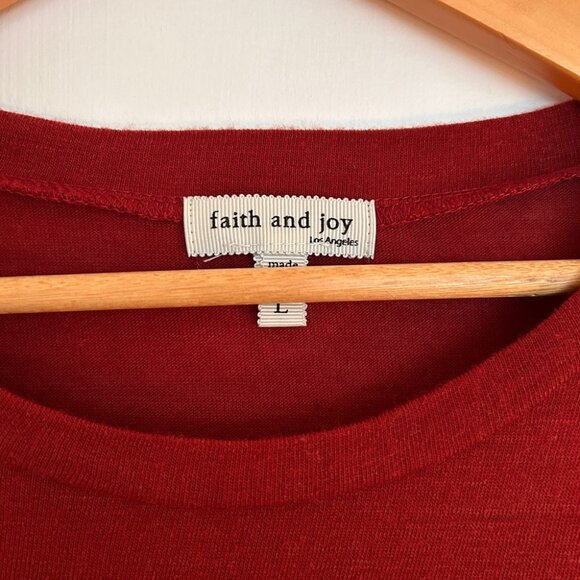 Faith & Joy Sweater in Rust with Faux Pocket and Button Size Large - Picture 3 of 9